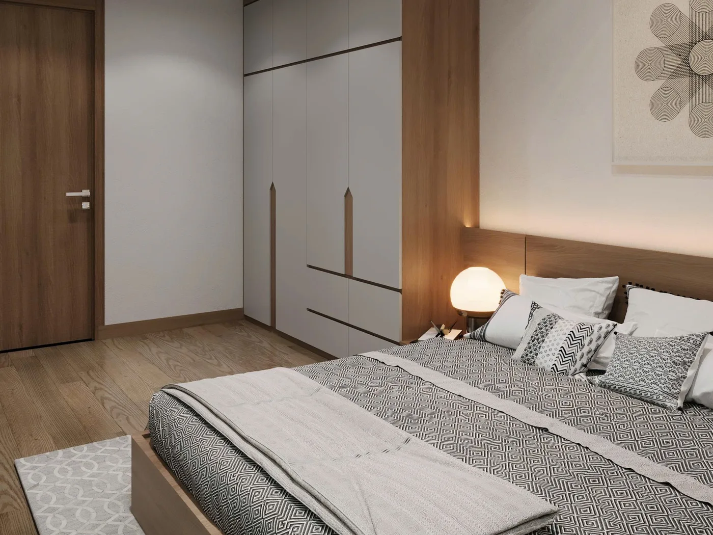 Bản vẽ 3D phòng ngủ và tủ quần áo — ảnh 1