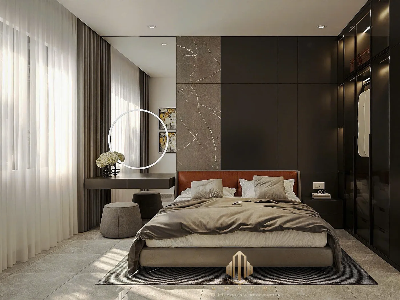 Nhà phố tông gỗ óc chó kết hợp đá tự nhiên — ảnh 6